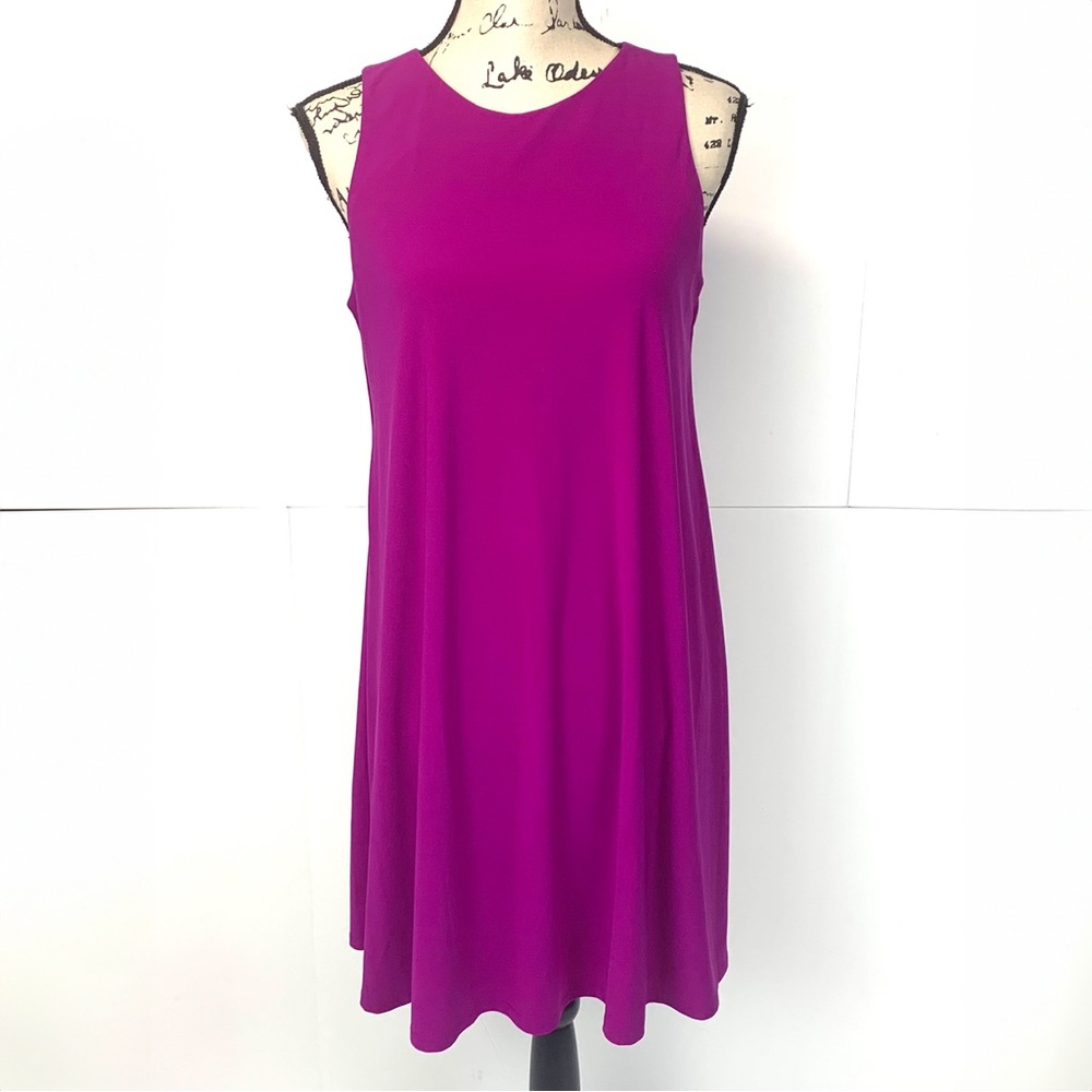 Lauren Ralph Lauren Women 8 Shift Mini Dress Fuchsia Stretch Knit Sleeveless